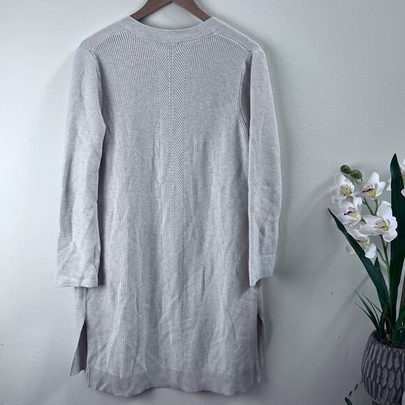 J.Jill Cotton Knit Cardigan Sweater Sz Medium Gray Button Down Minimalist Casual - Picture 2 of 8